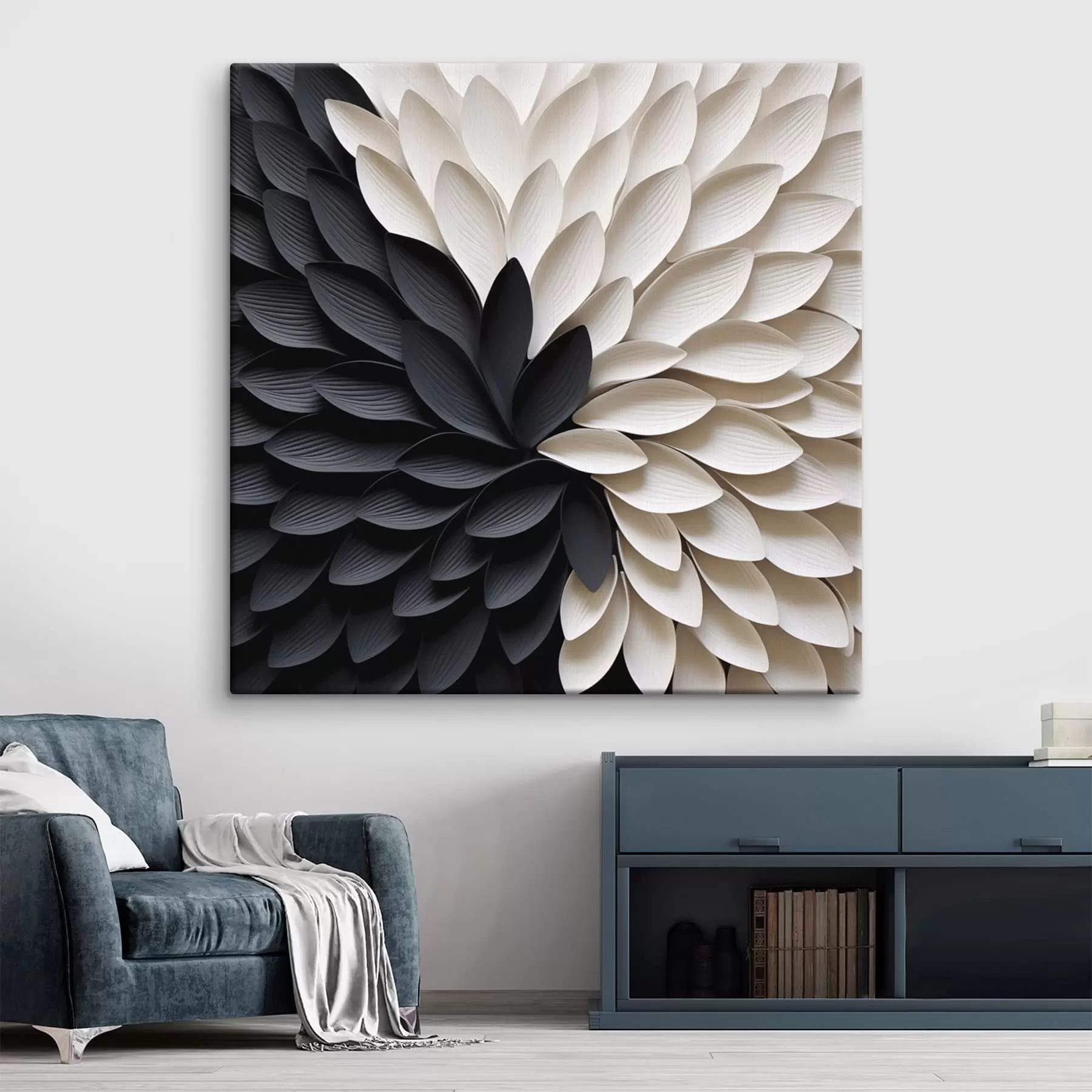 murales Pétalos claros y oscuros que contrastan en forma de flor s48604