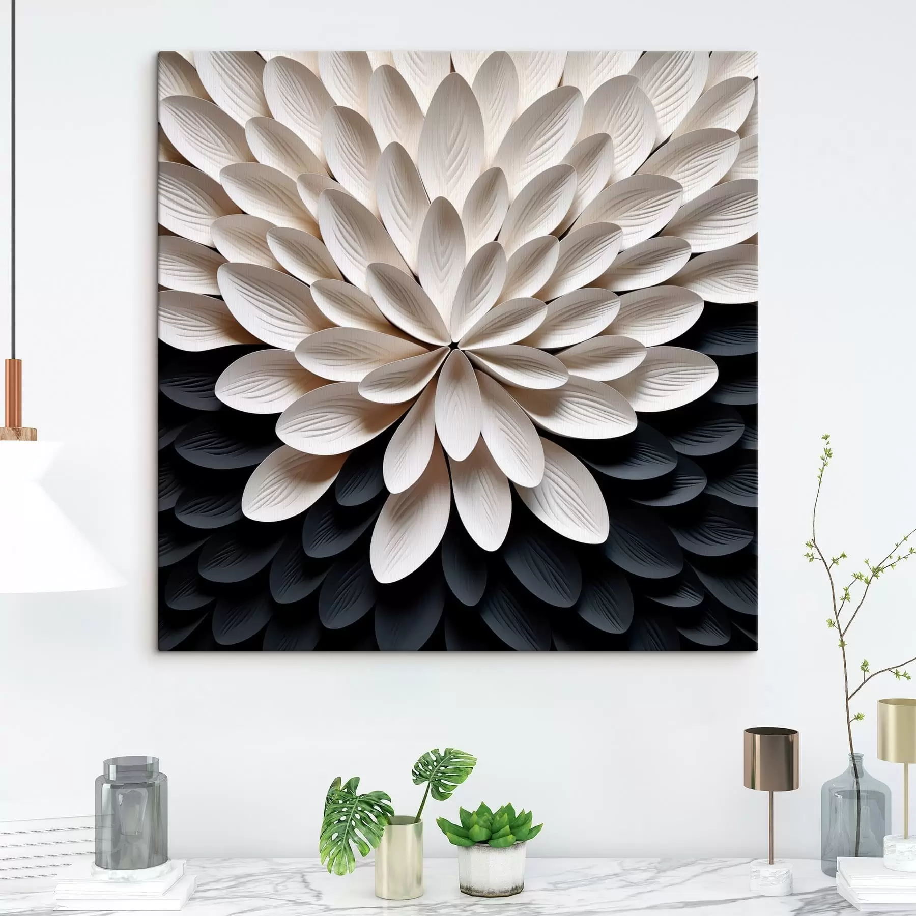 murales Flor abstracta con numerosos pétalos superpuestos y ligeros s48605