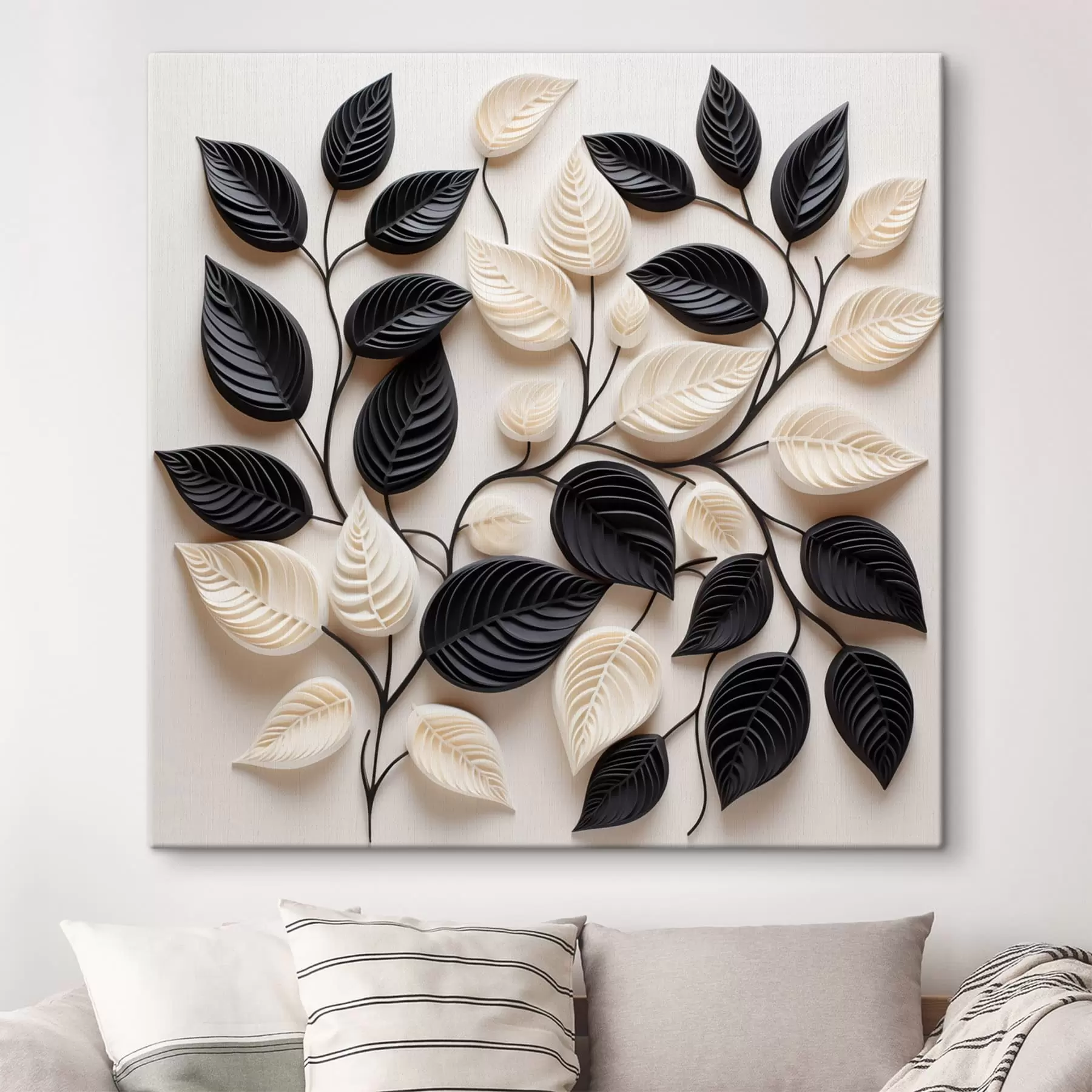 wall murals Composition of black and light leaves on branches s48606