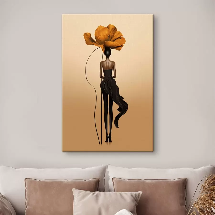 murales Figura estilizada con una gran flor en lugar de cabeza s48618