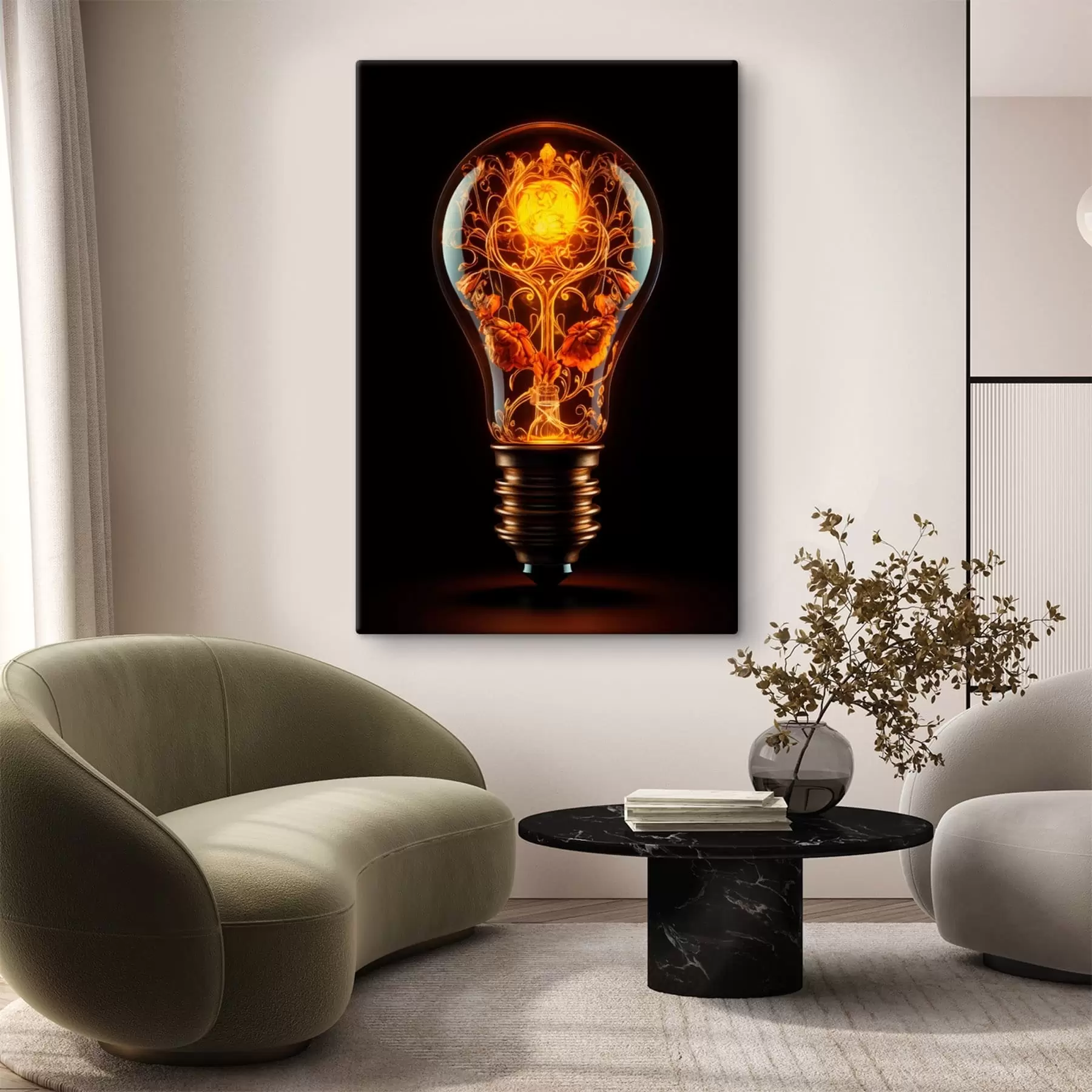 murales Bombilla luminosa con motivos decorativos en su interior s48620