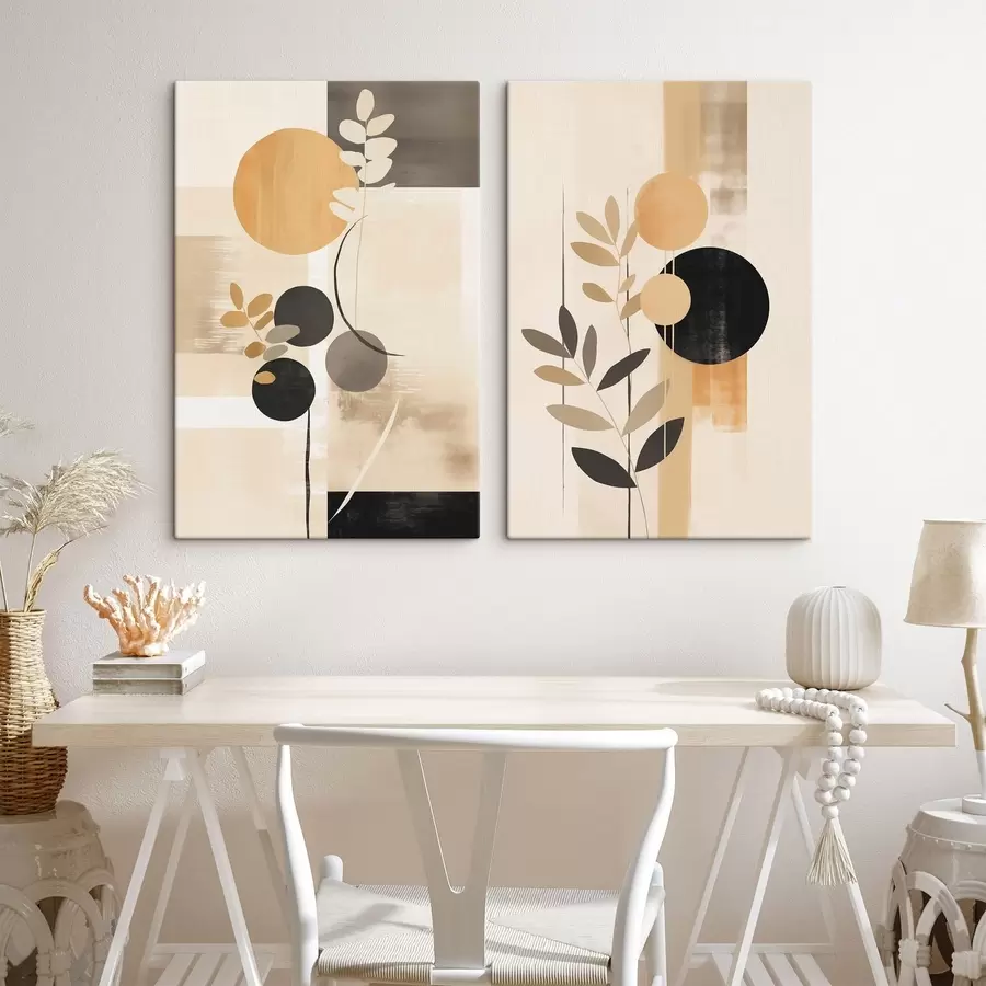 wall murals Аbstractions with leaves and circles m30133