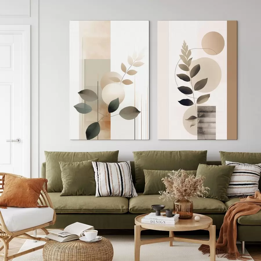 wall murals Abstract botanical leaves with shapes m30291