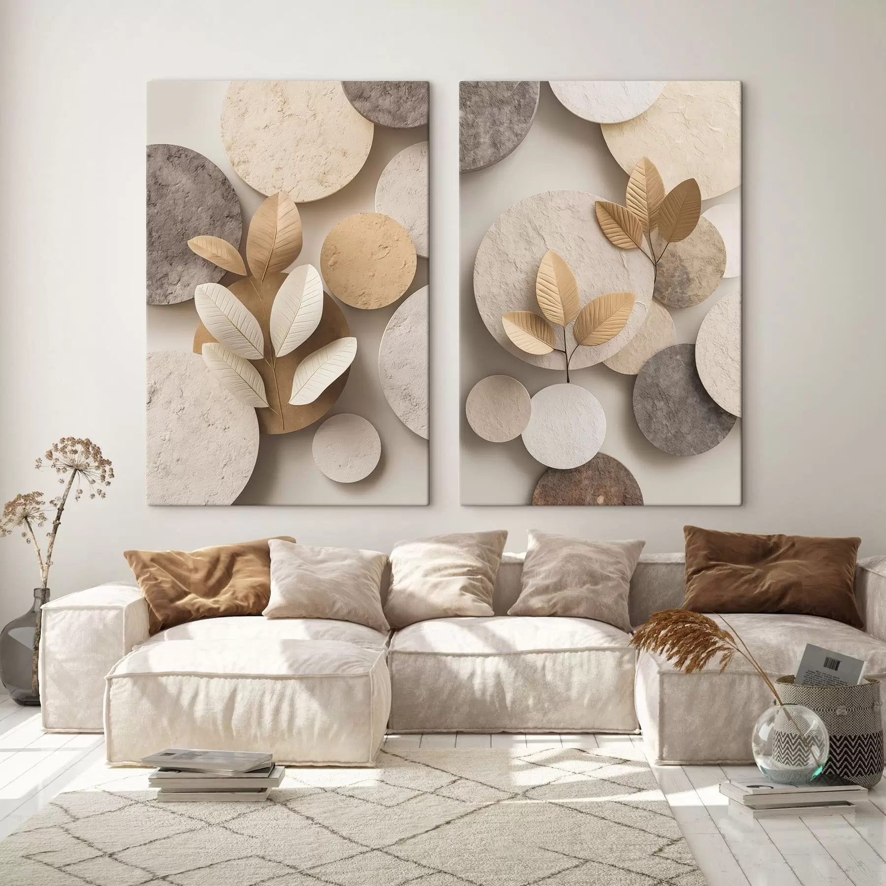murales Composiciones con hojas y círculos m30292