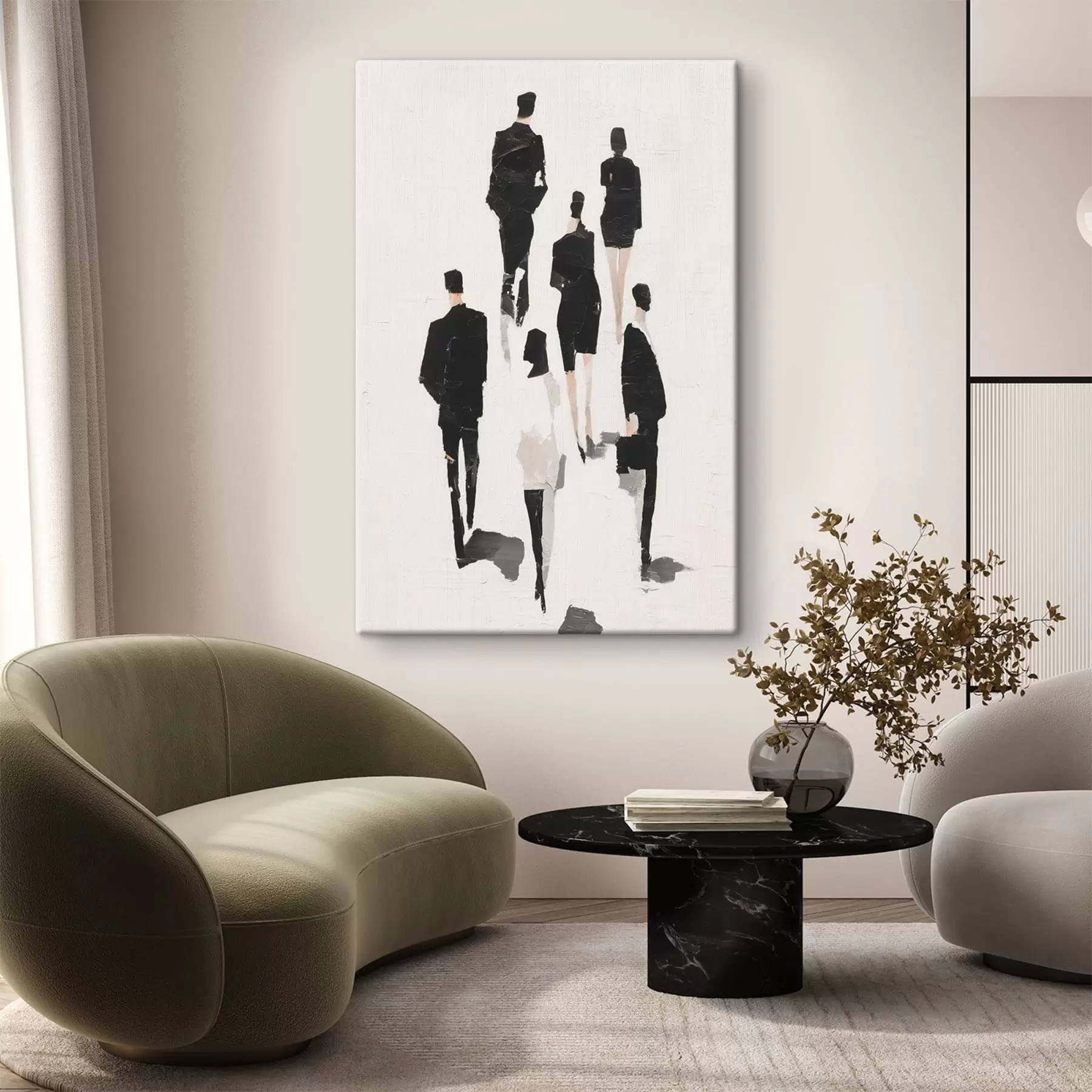 wall murals An abstraction with silhouettes of people s48667