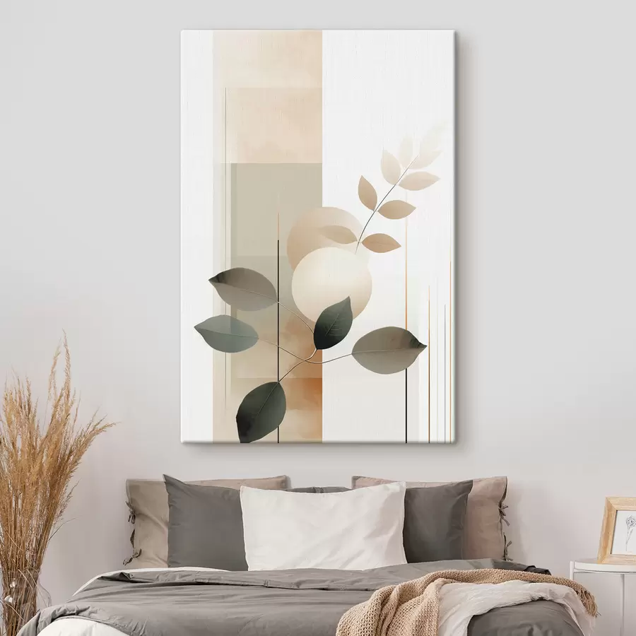 wall murals Abstract botanical leaves with shapes s48668