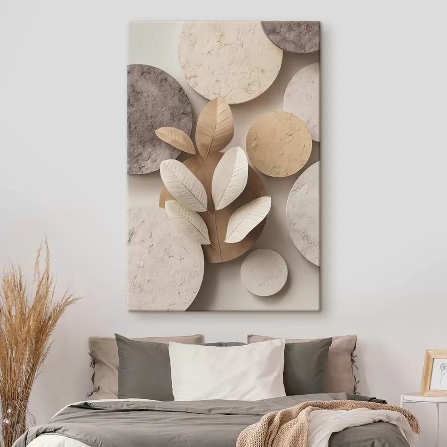 wall murals A сomposition with leaves and circles s48691