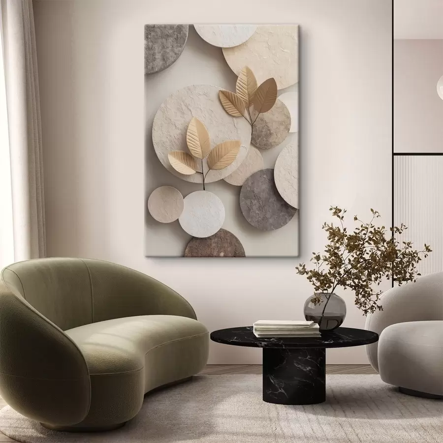 wall murals A сomposition with leaves and circles s48692