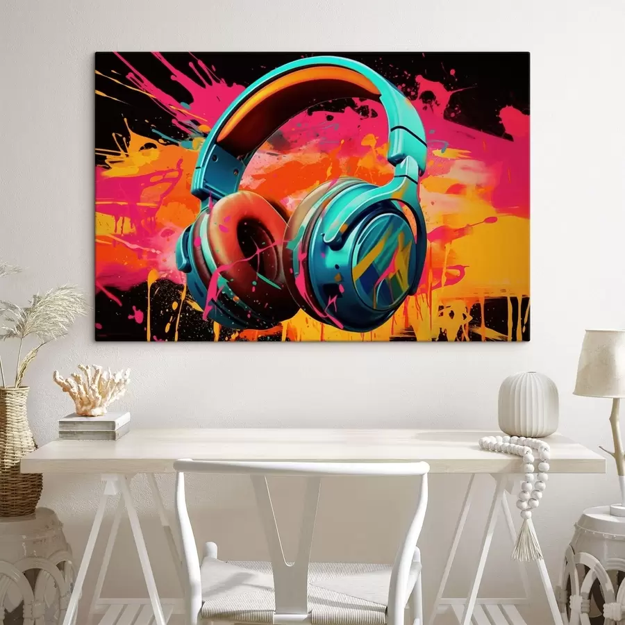 wall murals Brightly colored headphones s48720