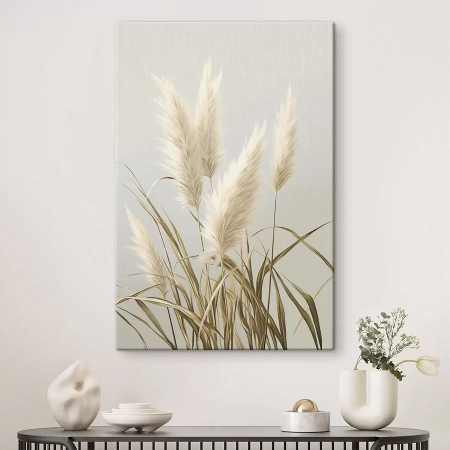 wall murals Several tall, feathery pampas grass with long, slender leaves s48723