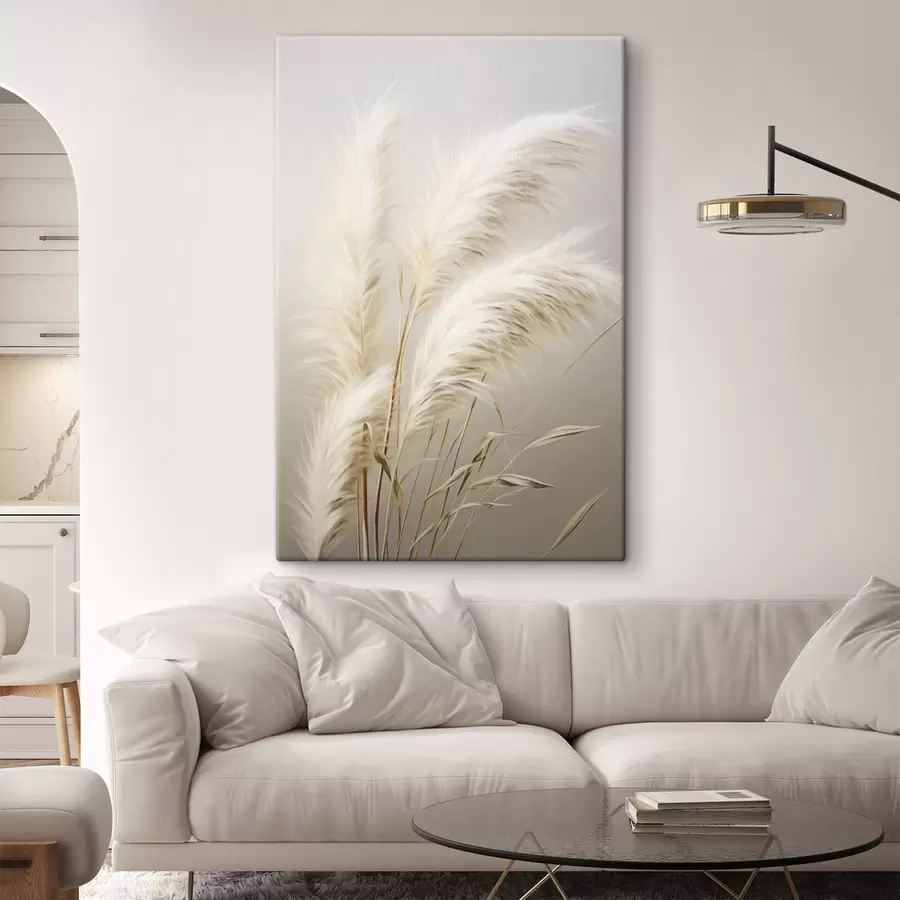 wall murals Several tall, feathery pampas grass with long, slender leaves s48724