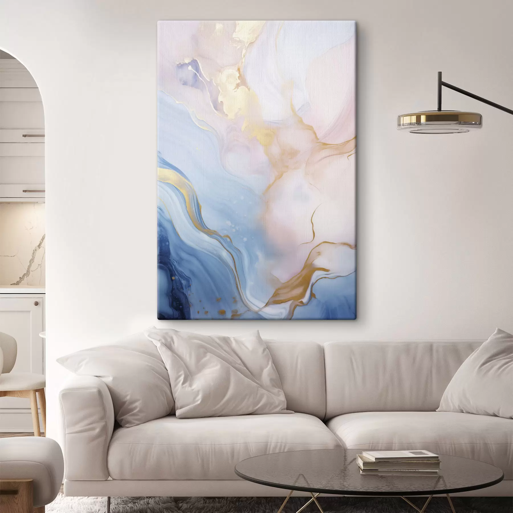 wall murals Abstract textured fluid art with swirling patterns of pink and blue colors s48730