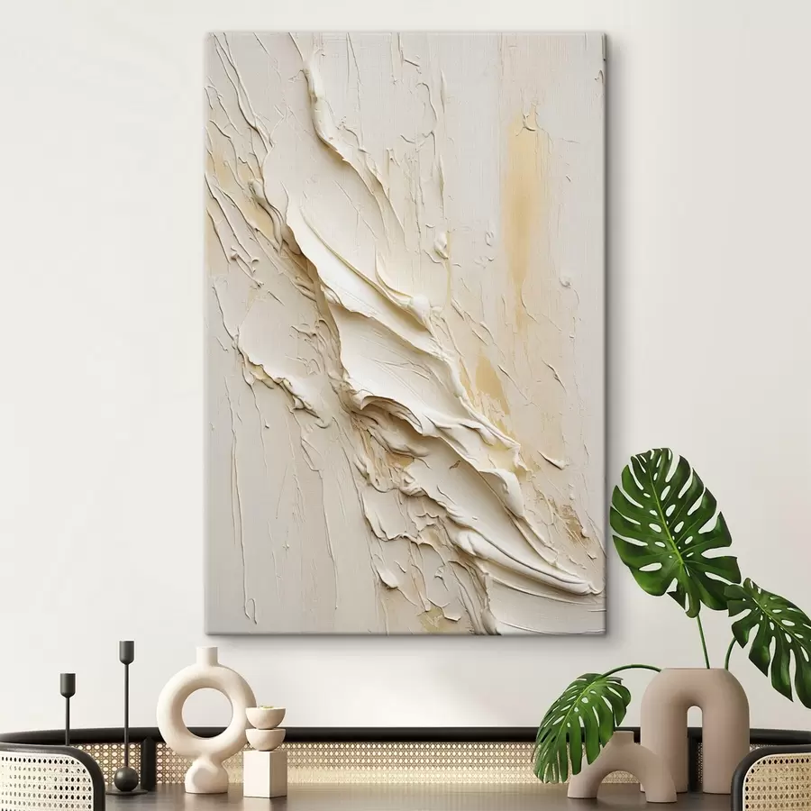 murales Cuadro abstracto en tonos crema y beige con textura, arte minimalista s48737