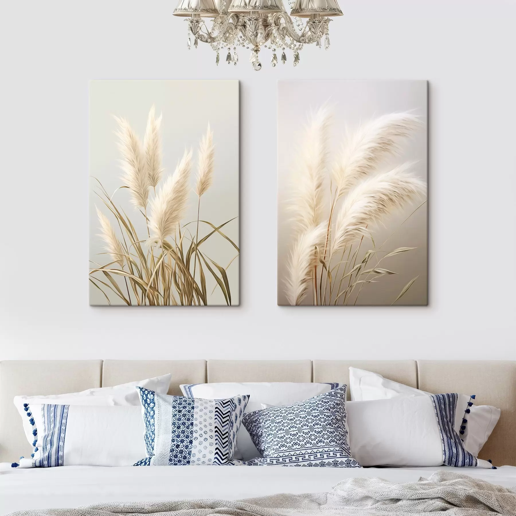 wall murals Several tall, feathery pampas grass with long, slender leaves m30312