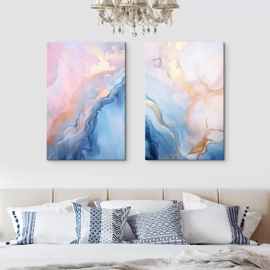 wall murals Abstract textured fluid art with swirling patterns of pink and blue colors m30315