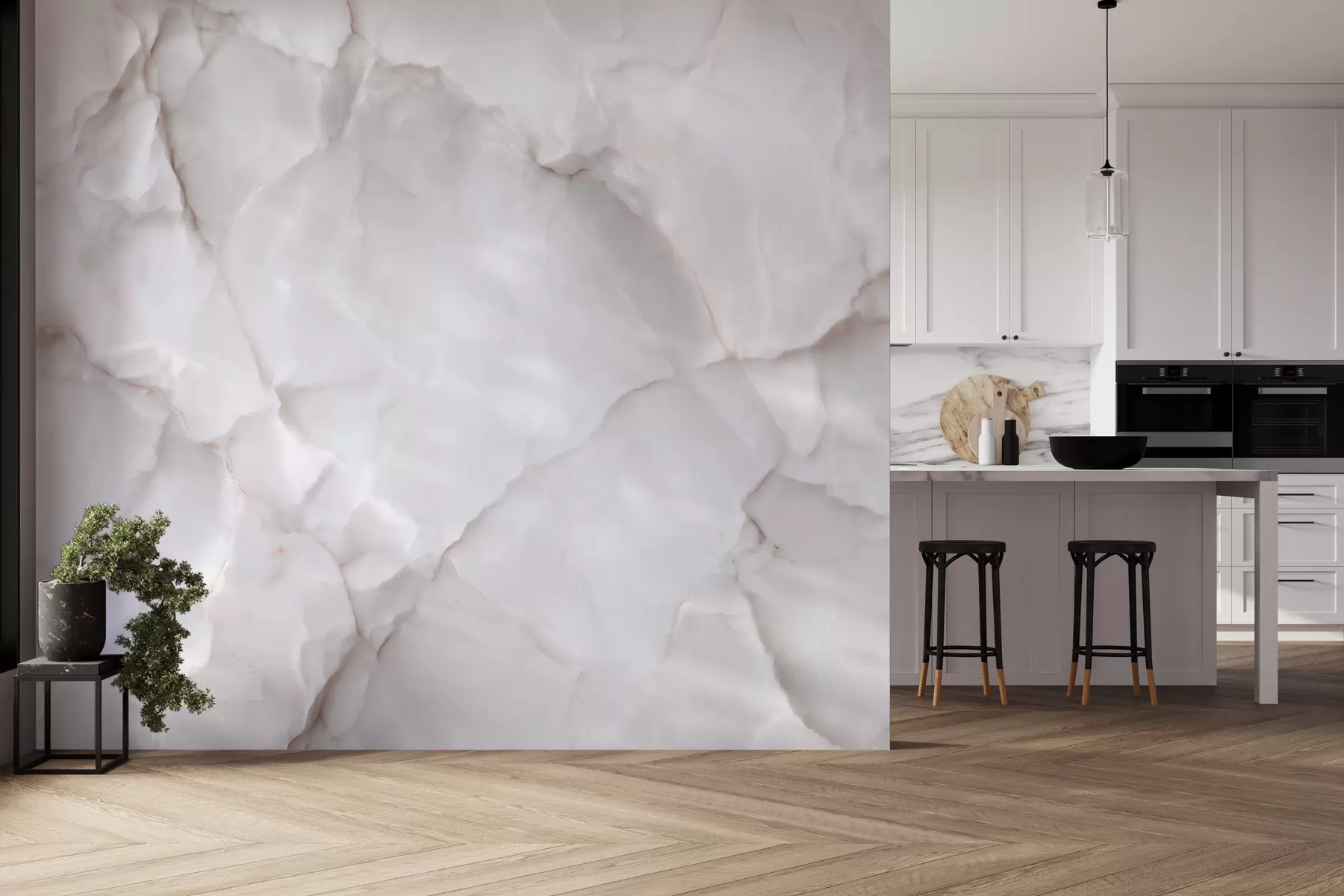 murais de parede Imitação de mármore claro com um aspeto de textura de pedra natural w09802
