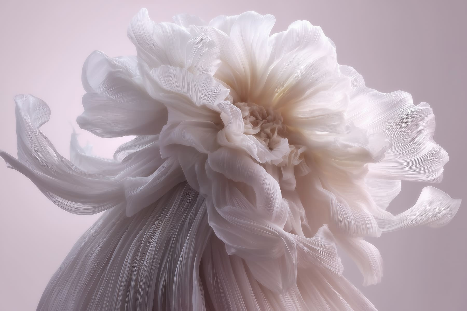 Wall Murals Flowers Volumetric silk flower in soft pink and beige