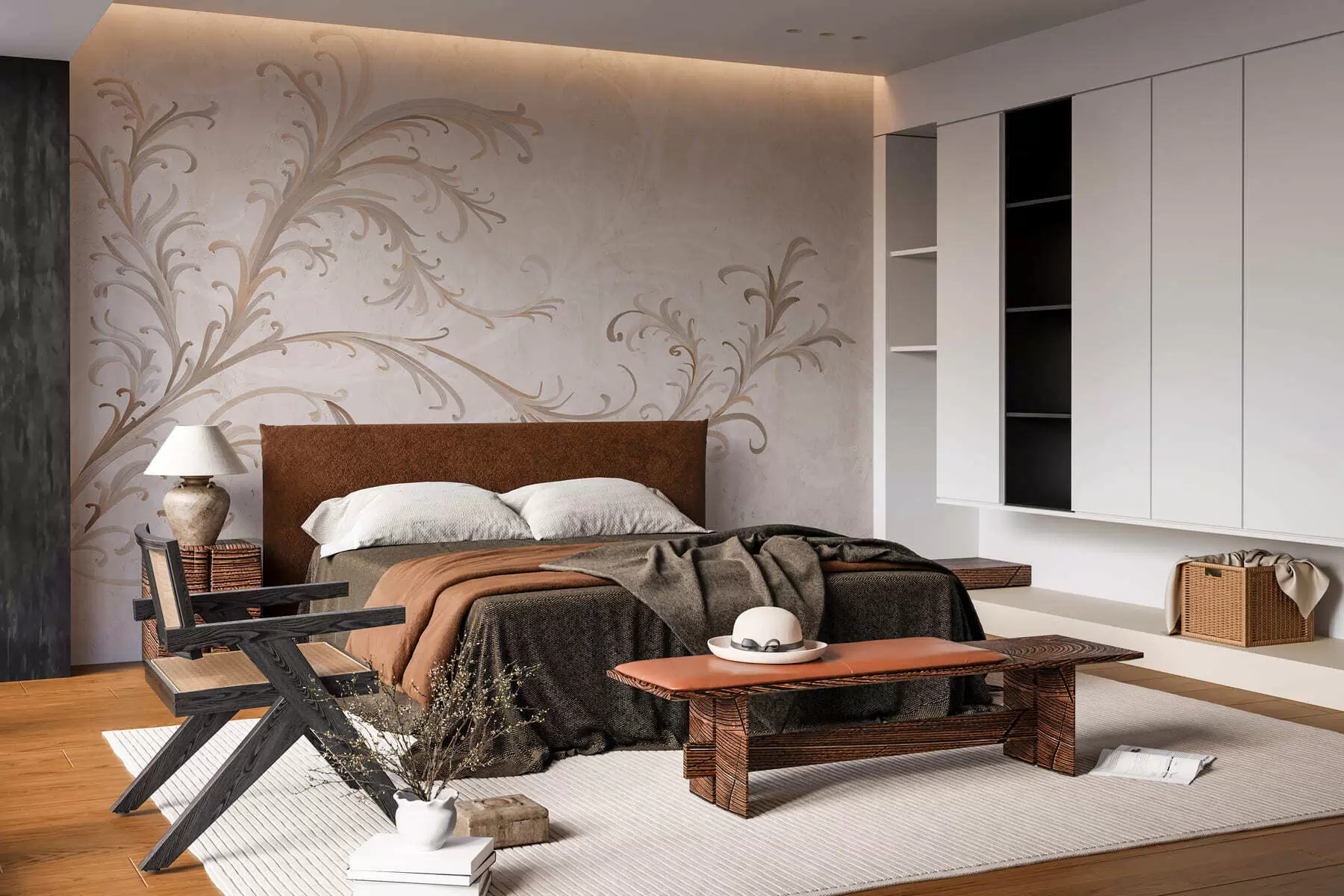 Wall Mural Photo Wallpaper Vintage ornaments on a grunge wall w05490