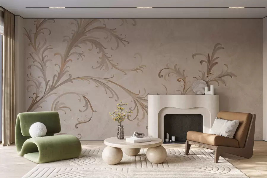 murales Adornos vintage sobre una pared de estilo grunge w05490