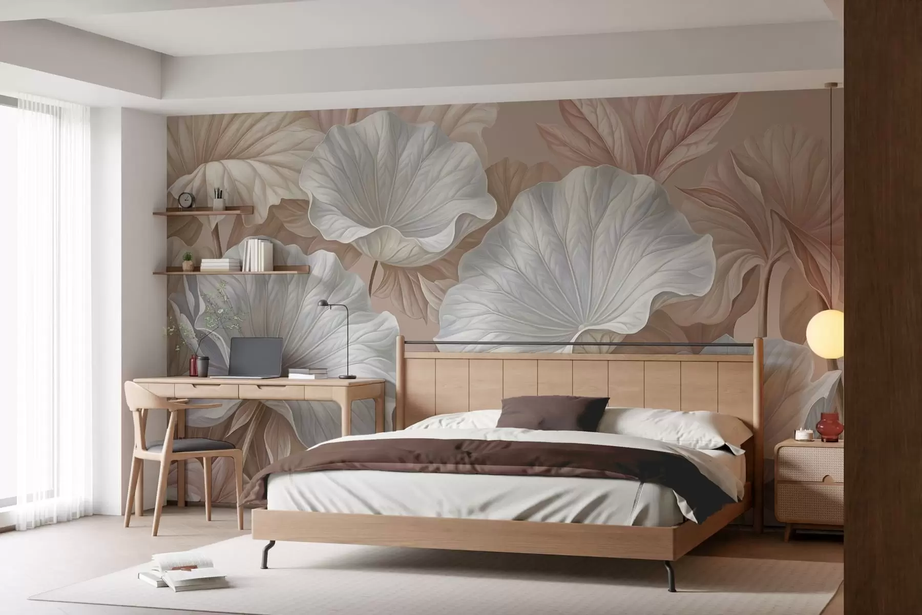 murales Hojas grandes y lujosas w05493