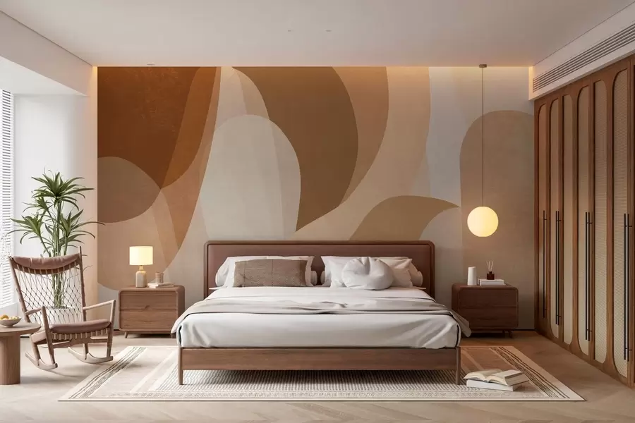 Wall Mural Photo Wallpaper abstract curves in brown, beige and auburn shades w05387