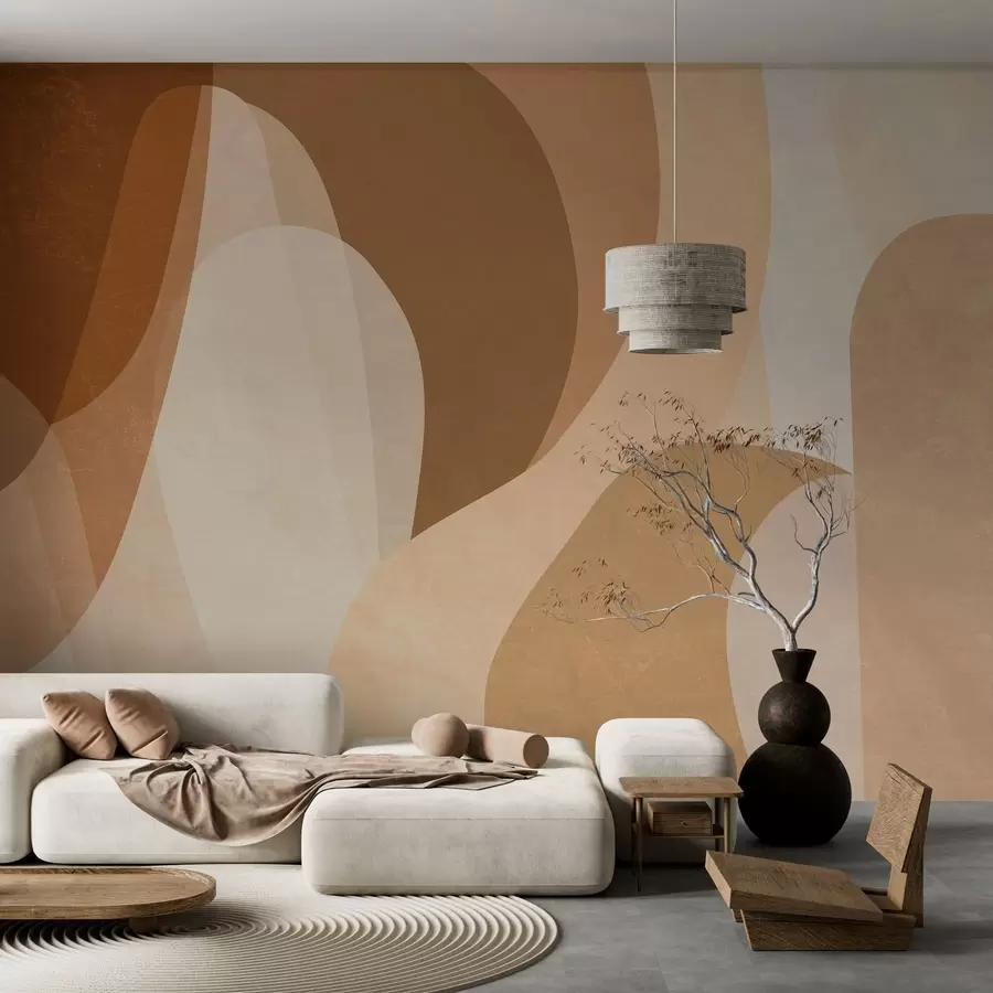 Wall Mural Photo Wallpaper abstract curves in brown, beige and auburn shades w05387