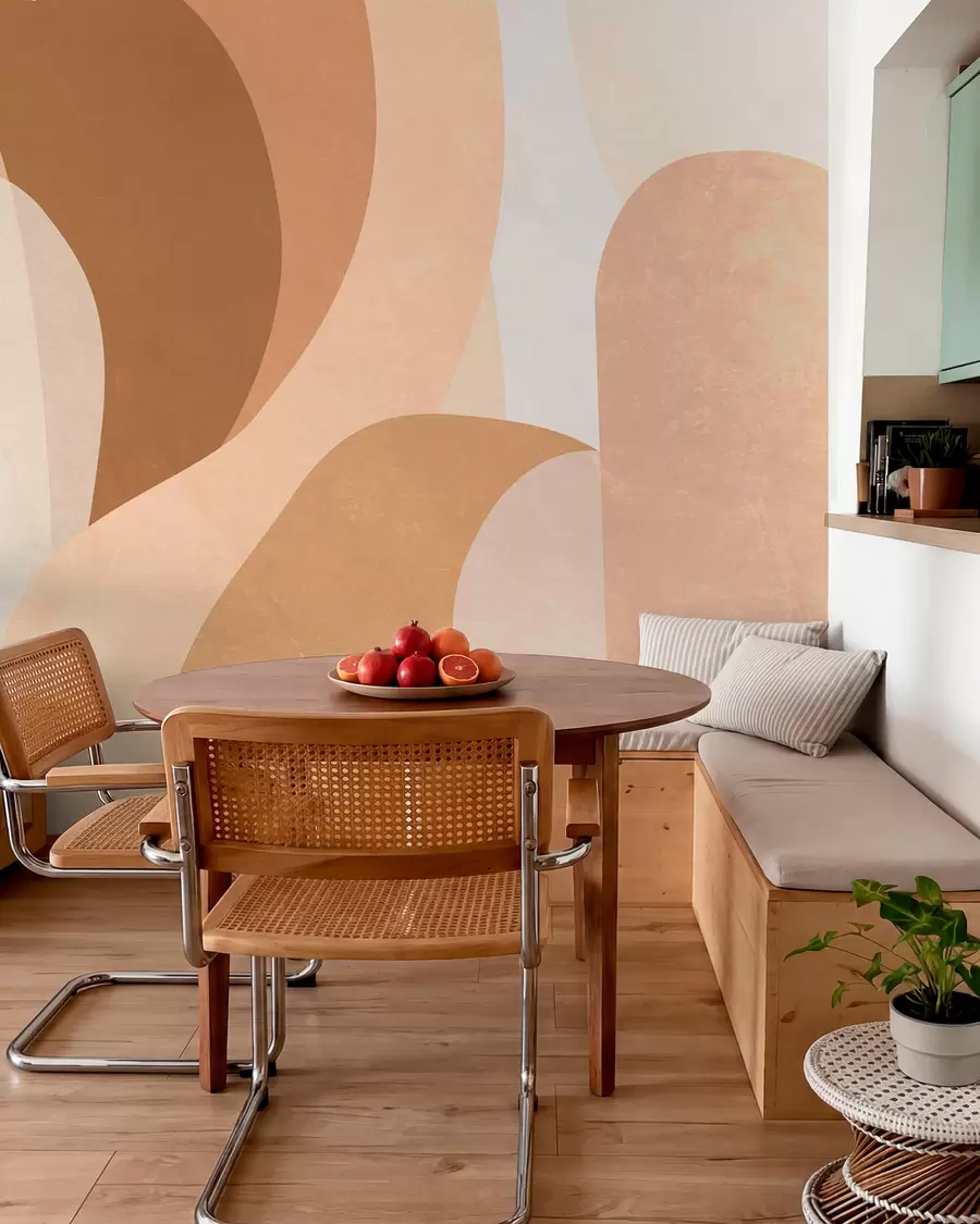 Wall Mural Photo Wallpaper abstract curves in brown, beige and auburn shades w05387