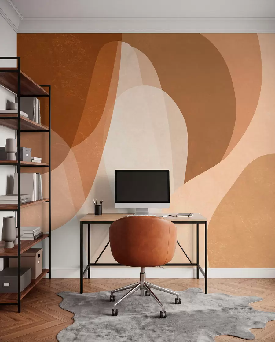 Wall Mural Photo Wallpaper abstract curves in brown, beige and auburn shades w05387