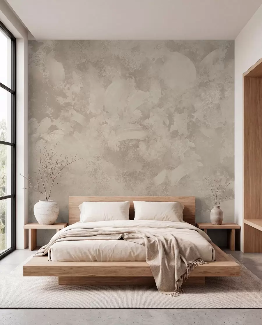 peintures murales Texture abstraite minimaliste au pinceau dans des tons beiges w05160