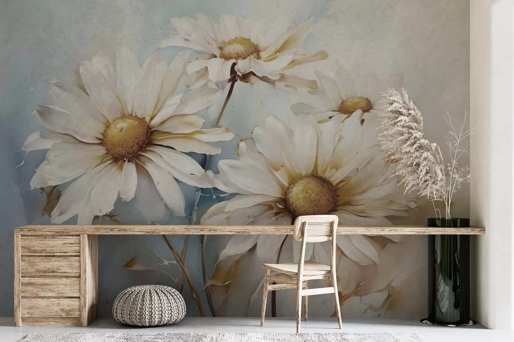 peintures murales Légèreté florale, marguerites w09776