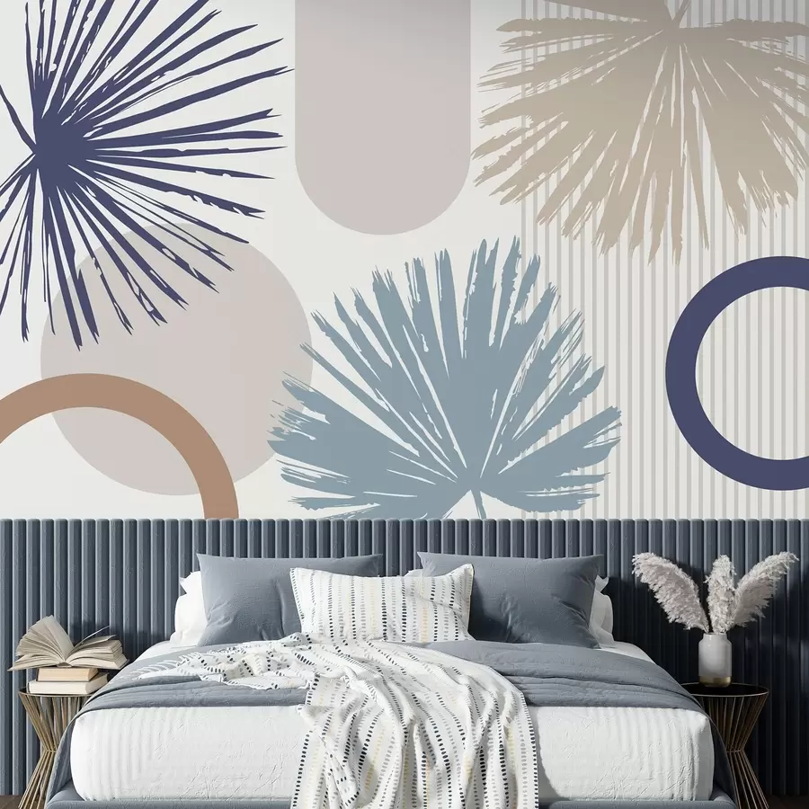 peintures murales Abstraction avec des silhouettes végétales et géométriques w05505v1