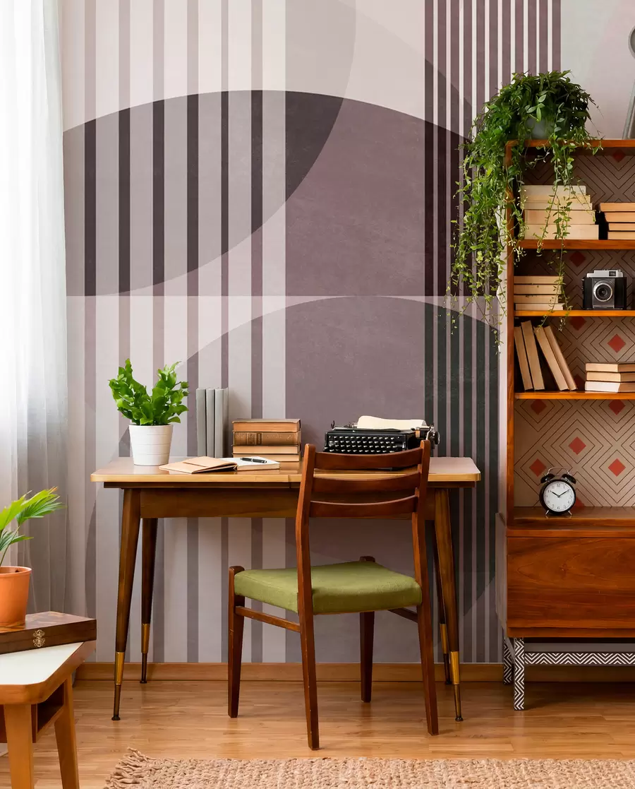 Wall Mural Photo Wallpaper Abstract geometric shapes with circles and lines, muted tones, textured, layered composition w09834v1