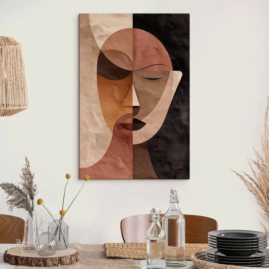 wall murals an abstract face in coffee tones s48777