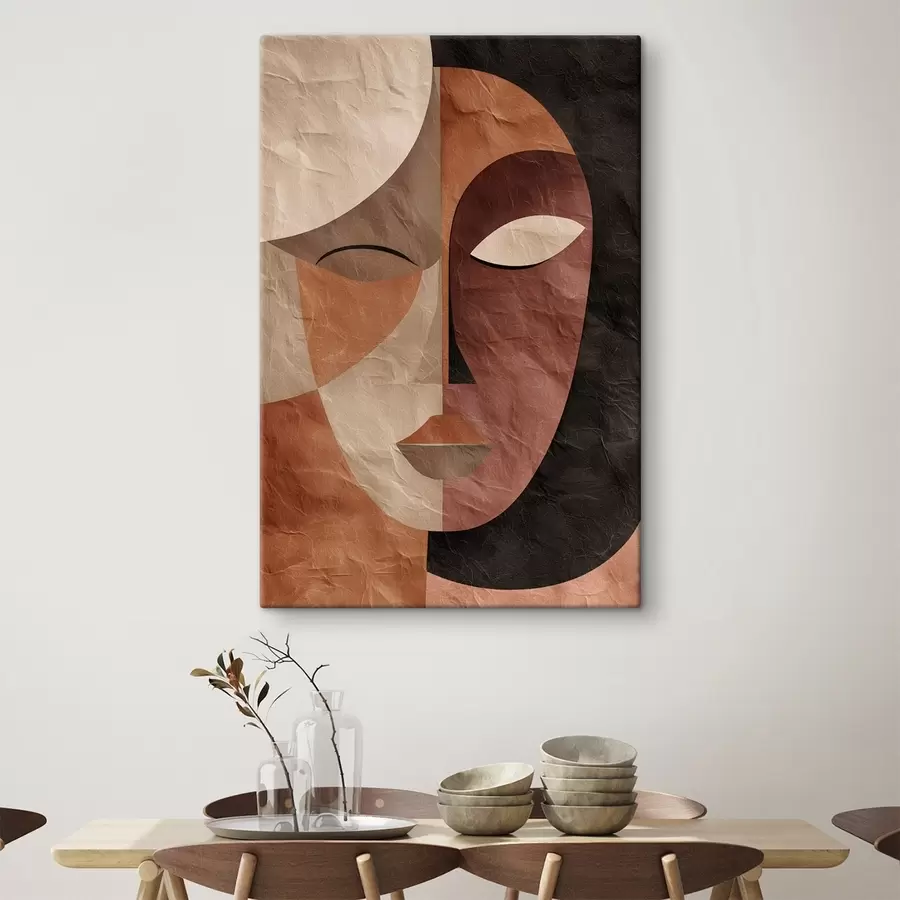 wall murals an abstract face in coffee tones s48778