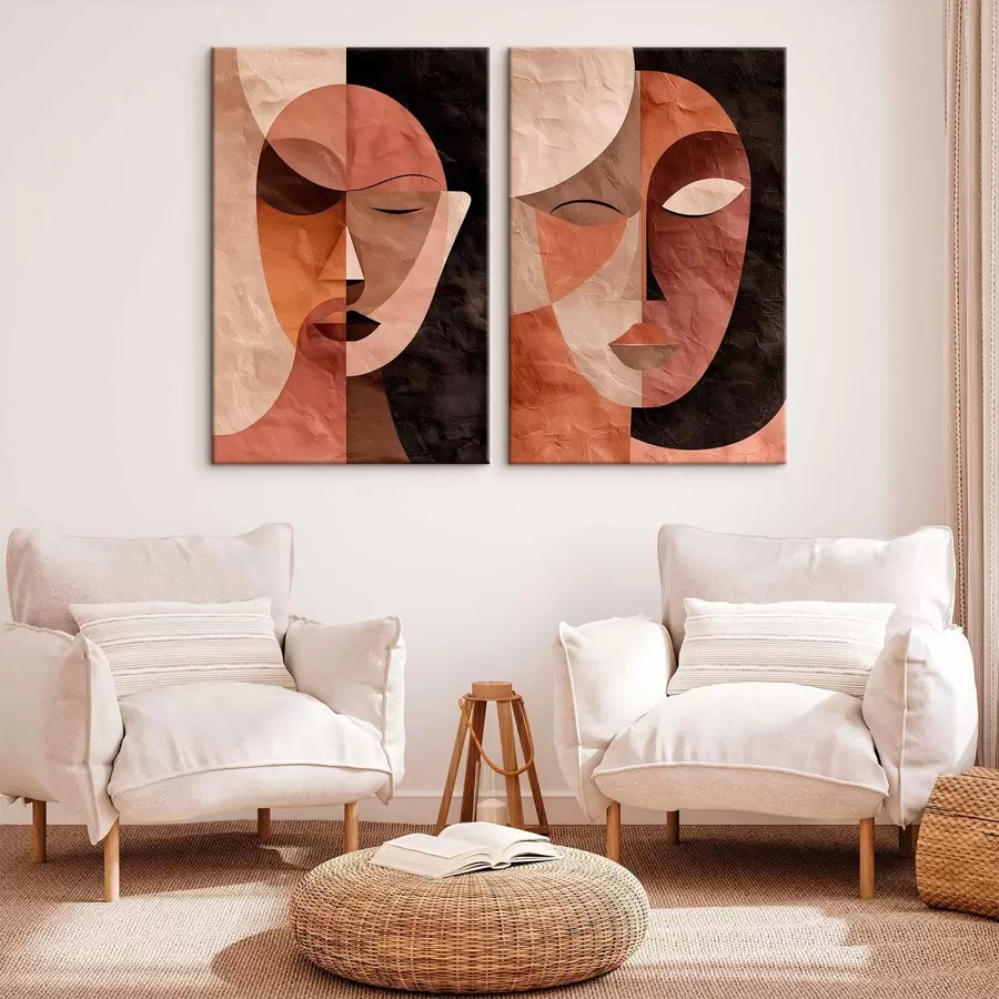 wall murals abstract faces in coffee tones m30329
