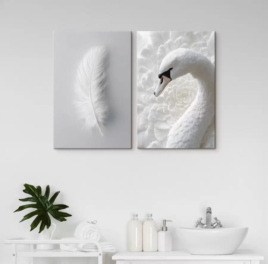 wall murals a feather and a swan m30331