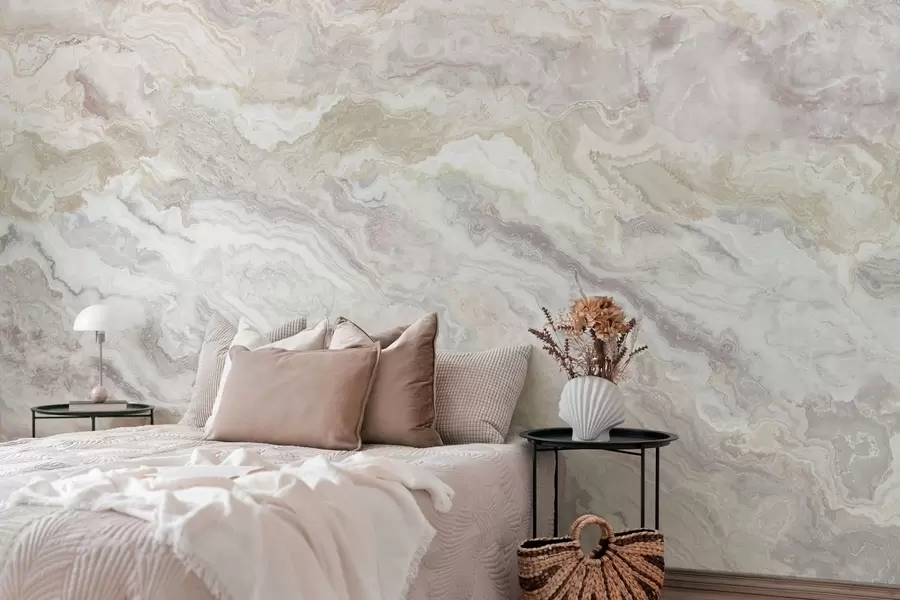 murales Ónix claro con capas fluidas en tonos beige y gris w05430