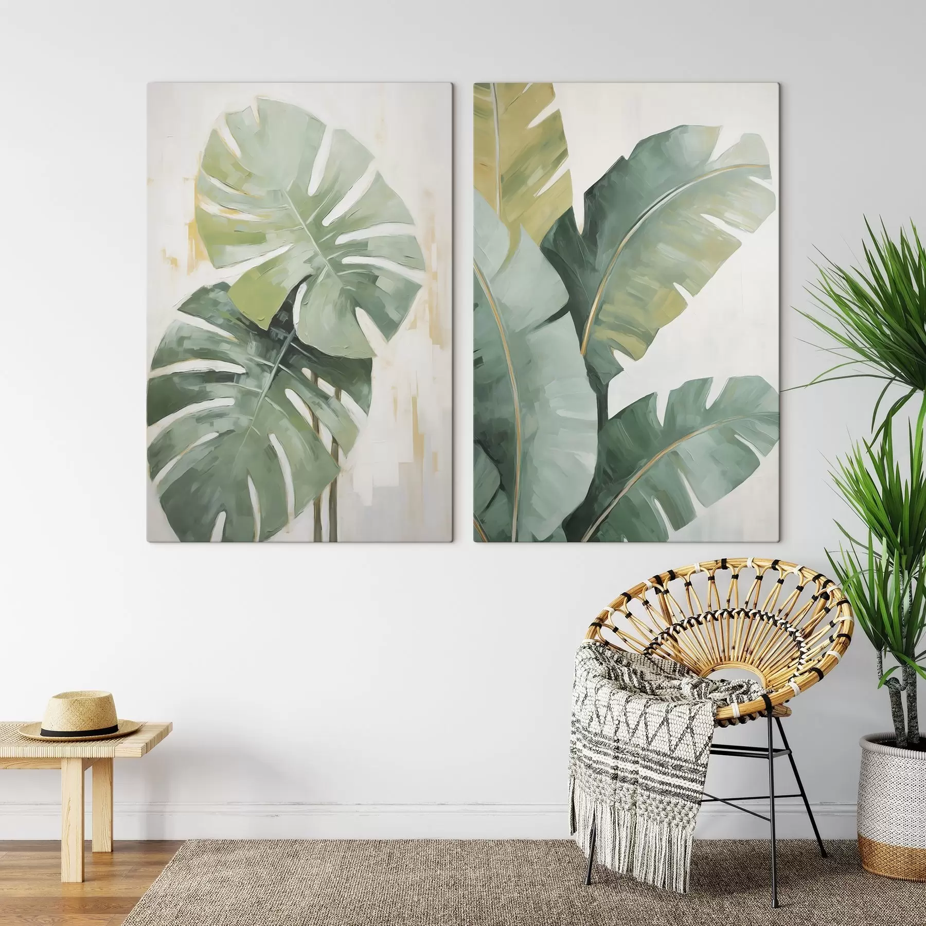 wall murals Tropical leaves imitation painting m30338