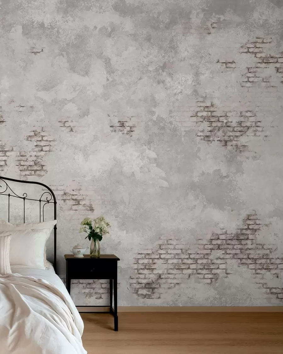 wall murals Grunge plaster texture with exposed brick fragments w05161
