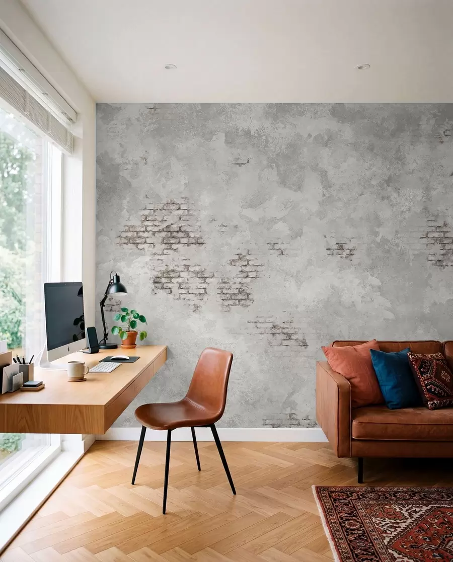 Wall Mural Photo Wallpaper Grunge plaster texture with exposed brick fragments w05161