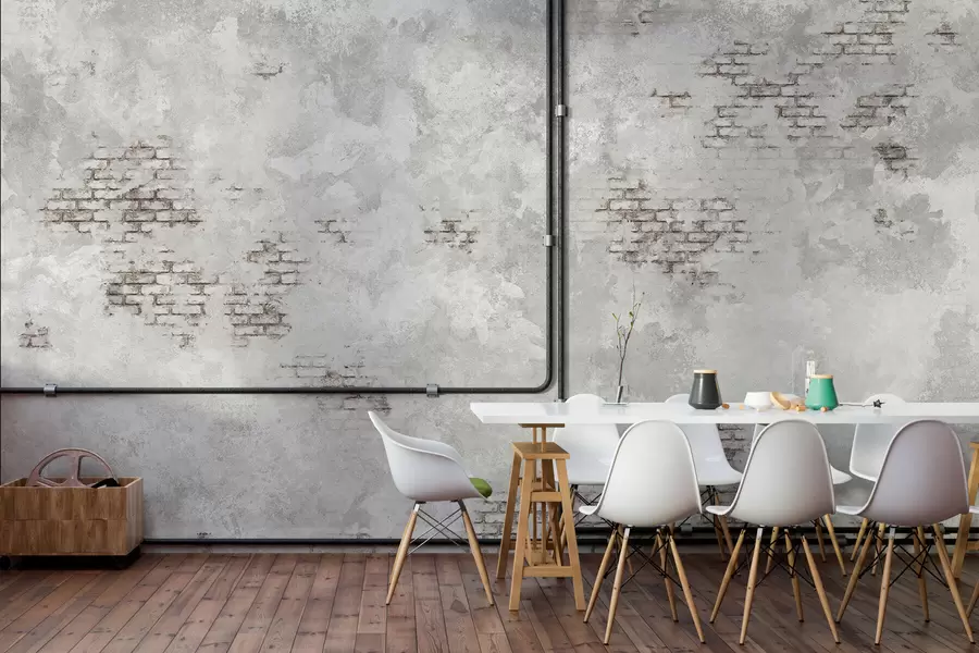 wall murals Grunge plaster texture with exposed brick fragments w05161