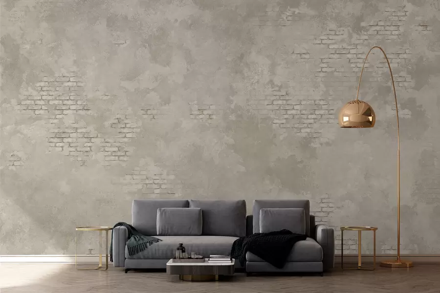 Wall Mural Photo Wallpaper Grunge light plaster with exposed brick patches w05161v1
