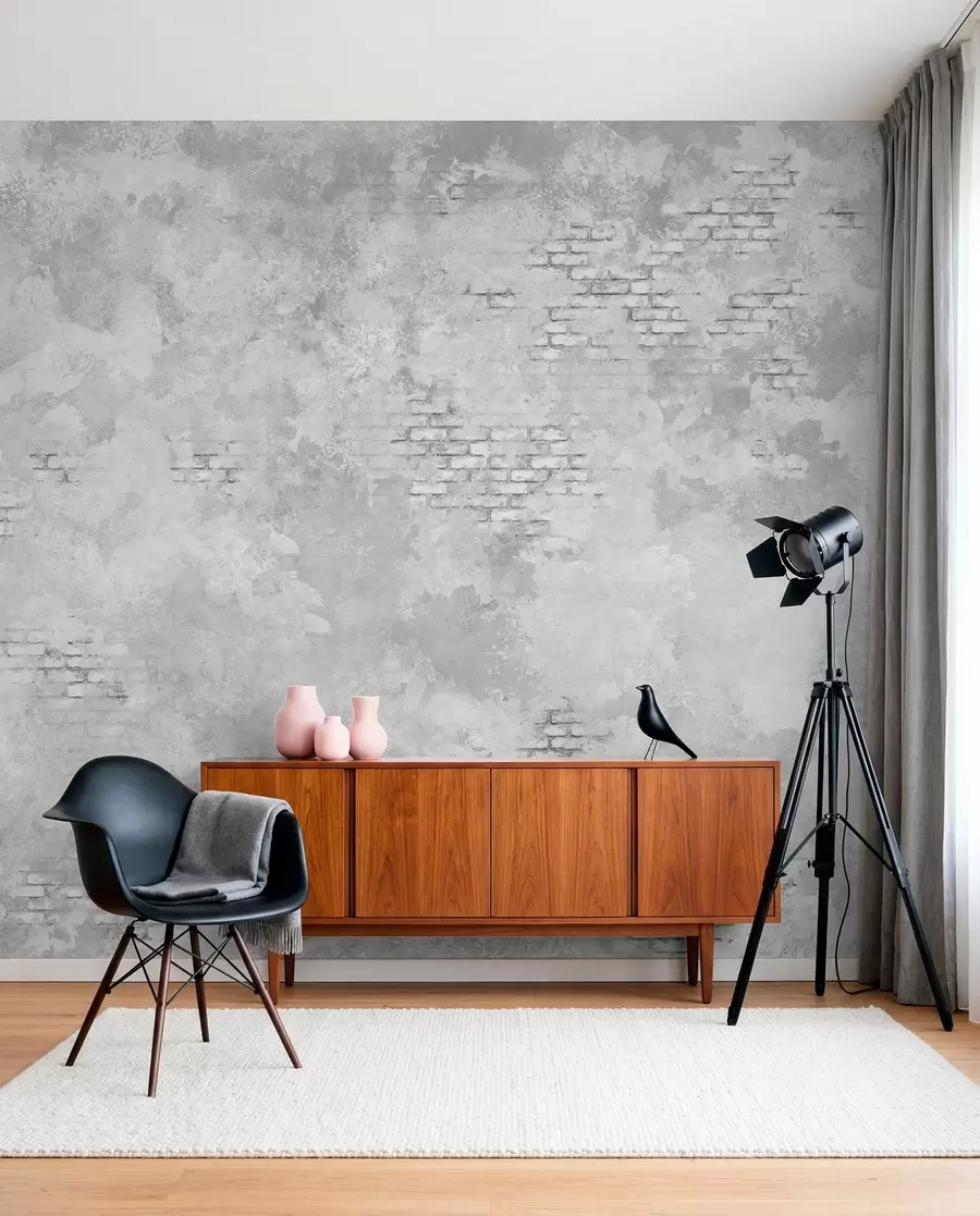 Wall Mural Photo Wallpaper Grunge grey plaster with exposed brick patches w05161v2