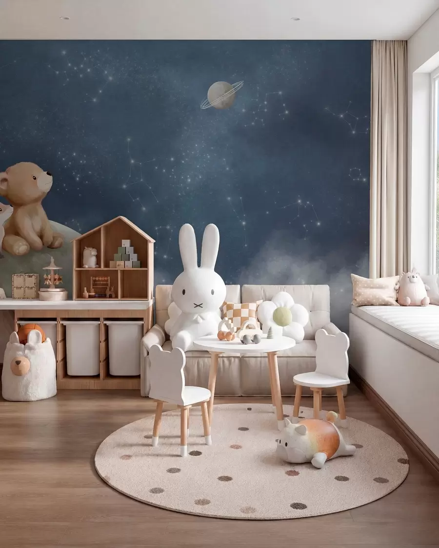 Wall Mural Photo Wallpaper Bear and Fox on the Moon w05431