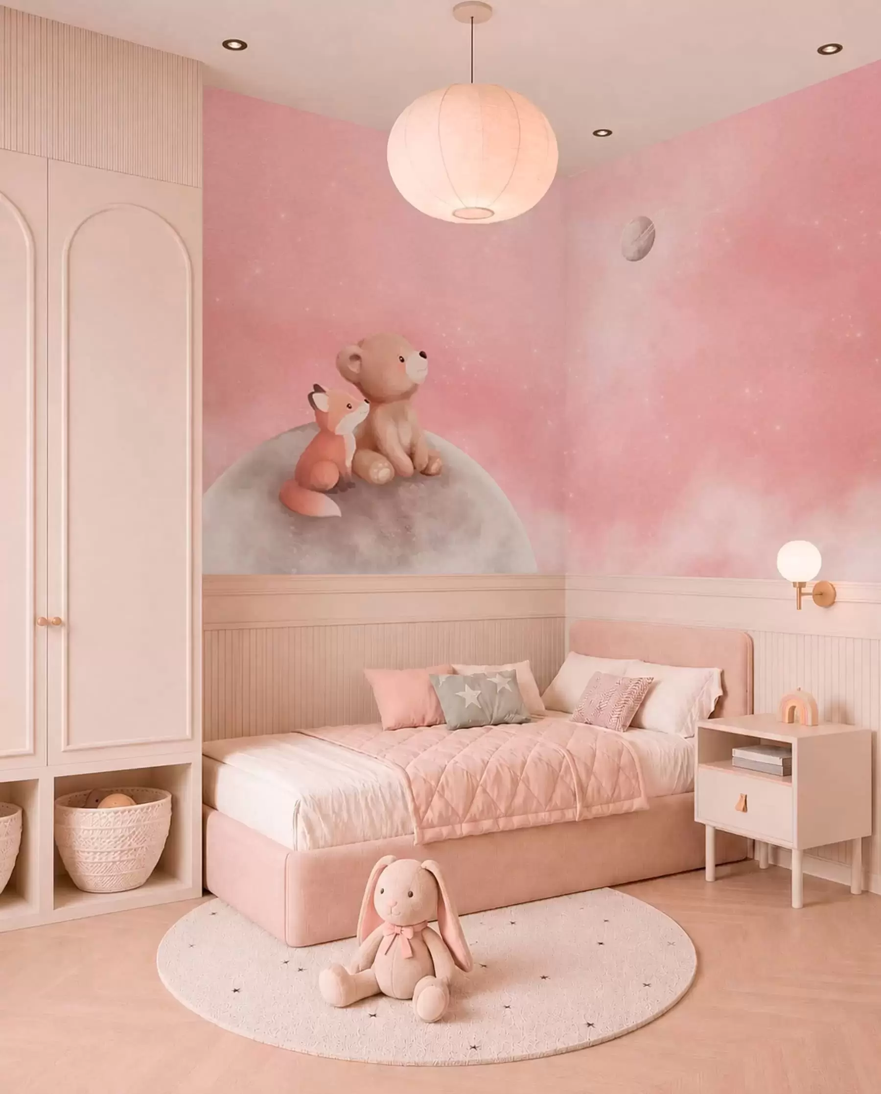 wall murals Moon Friends in a Rose Sky w05431v2