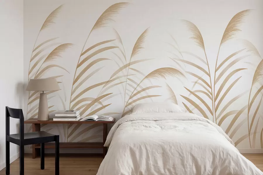 Wall Mural Photo Wallpaper Minimalism grasses in light beige tones w05432v1