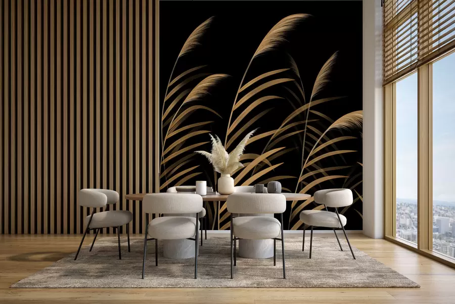 Wall Mural Photo Wallpaper Minimalism grasses on dark background high contrast w05432v3