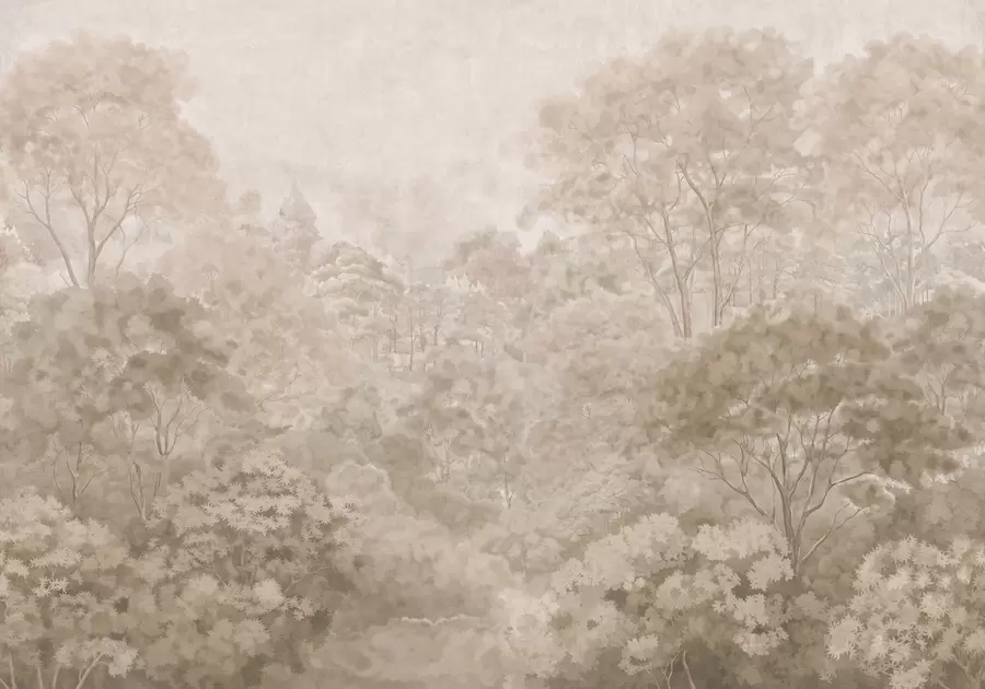 wall murals Vintage forest landscape in warm beige tones w05433v1