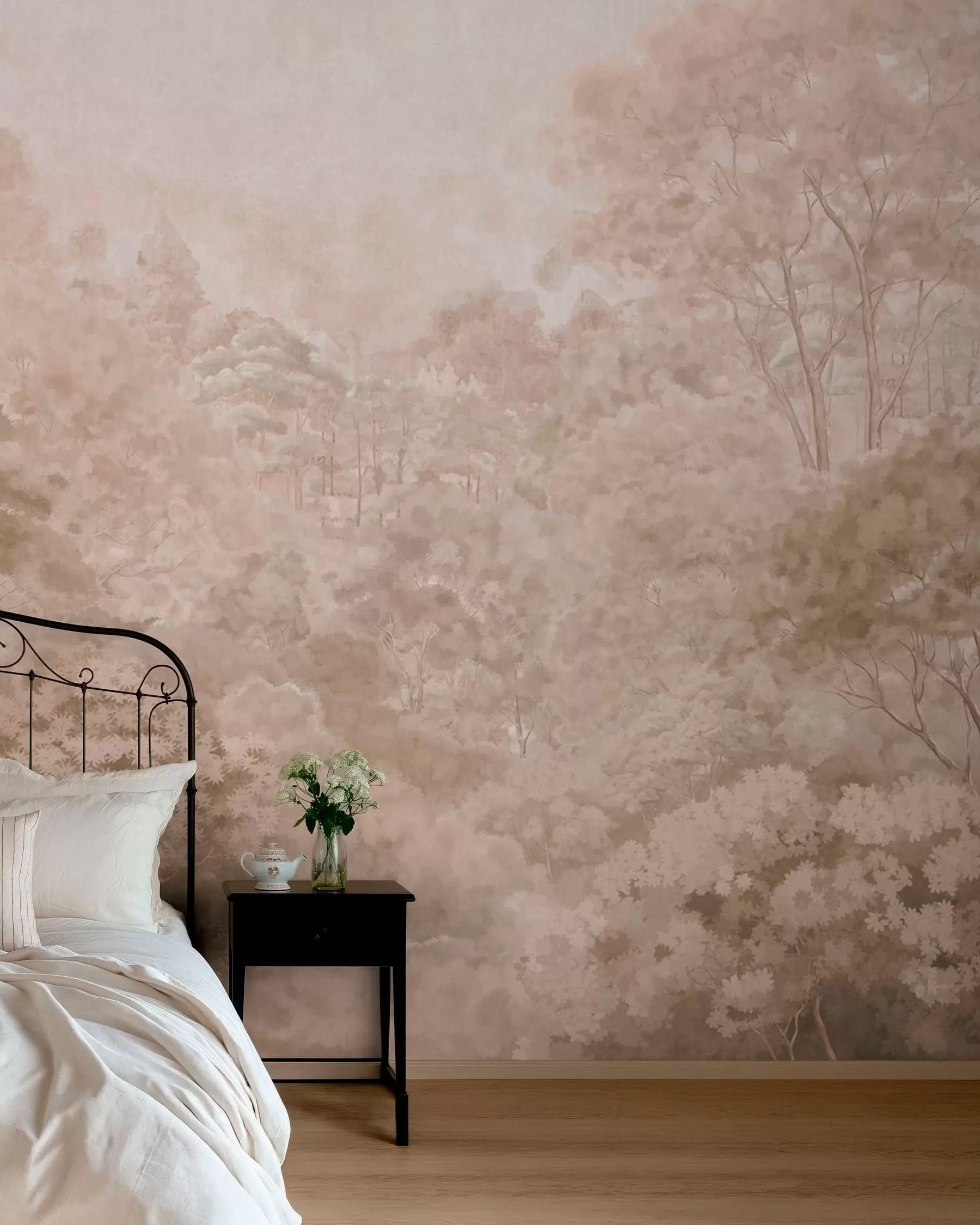 wall murals Vintage forest landscape in warm beige tones w05433v1
