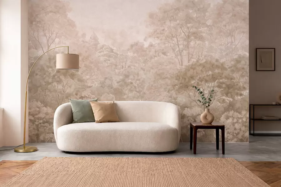 Wall Mural Photo Wallpaper Vintage forest landscape in warm beige tones w05433v1